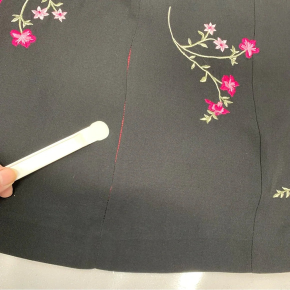 Vintage Sara Spencer Dress 10 Black Pink Embroidery Floral Cocktail Event Career - Picture 8 of 11